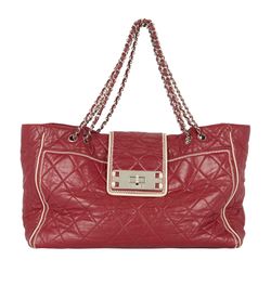 Vintage East West Tote, Leather, Red/Cream, 12128843(2008-09), DB/AC, 3*